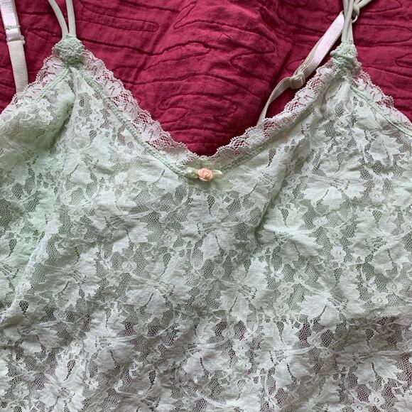 Y2K Vintage Light Green Lace Secret Treasures Camisole Sweetheart Flower MEDIUM - Picture 5 of 10